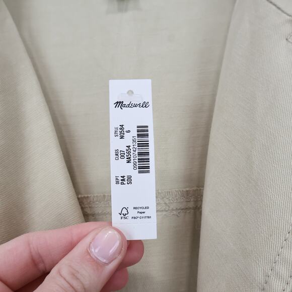 NWT Madewell Tie-Waist Linen Blend Romper In Summer Dune Tan Size 6 - Picture 12 of 12